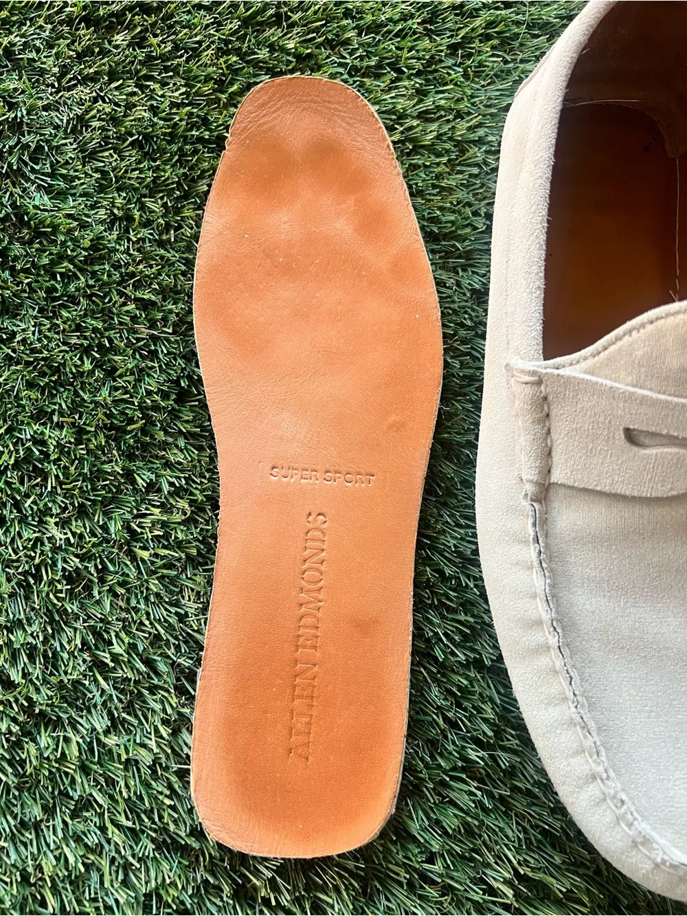 Allen Edmonds Men's Suede Penny Loafers in Light Beige